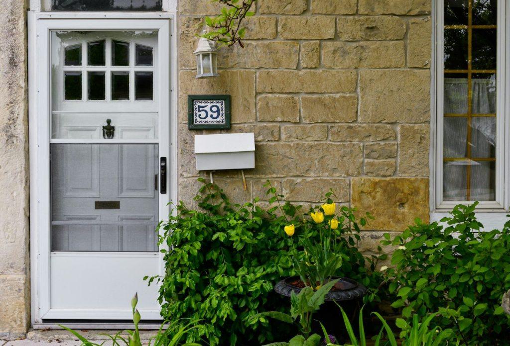 a white door with a number 35 on it